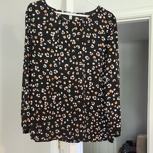 Croft And Barrow Black and White Long Sleeve Relaxed Blouse